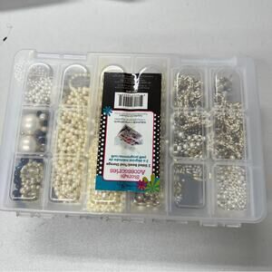 Large Bead Collection Jewelry Making with Organizer Multi Colors & Types